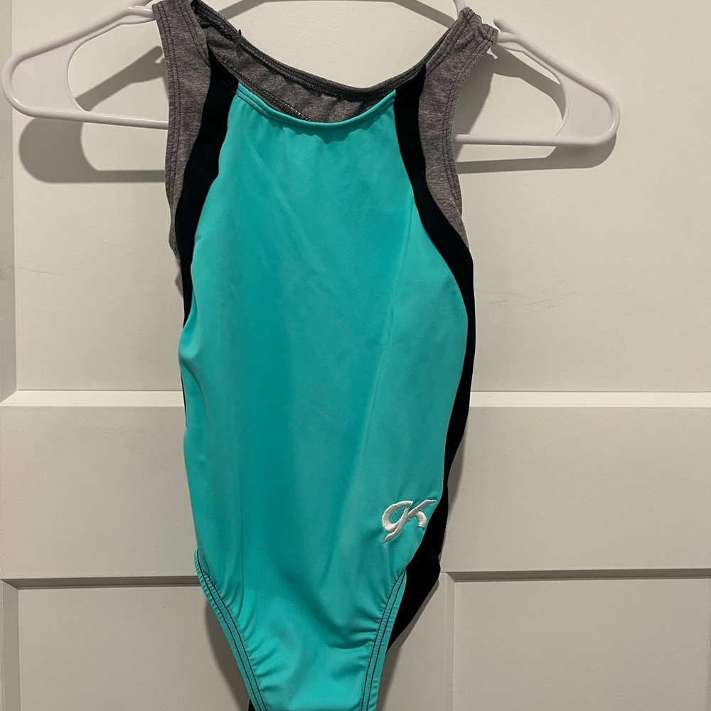 GK Turquoise and Black Kids Leotard